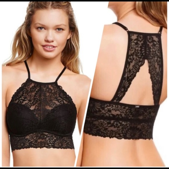 PINK Victoria’s Secret black padded bralette *LIKE NEW* - Picture 1 of 5